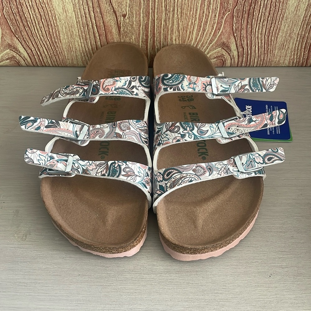 Birkenstock Vegan Florida Fresh Paisley Light Rose Sandals - Picture 2 of 8
